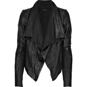 Leather Cotton draped Fitted Jacker